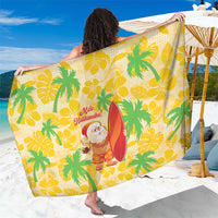 Aloha Hawaii Christmas Sarong Mele Kalikimaka Funny Santa Palaka Quilt Motifs LT14 One Size 44 x 66 inches Yellow - Polynesian Pride