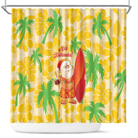 Aloha Hawaii Christmas Shower Curtain Mele Kalikimaka Funny Santa Palaka Quilt Motifs LT14 Yellow - Polynesian Pride