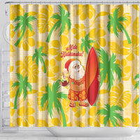 Aloha Hawaii Christmas Shower Curtain Mele Kalikimaka Funny Santa Palaka Quilt Motifs LT14 - Polynesian Pride