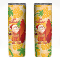 Aloha Hawaii Christmas Skinny Tumbler Mele Kalikimaka Funny Santa Palaka Quilt Motifs LT14 Yellow - Polynesian Pride