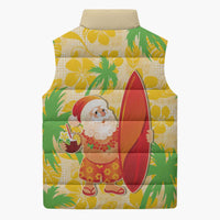 Aloha Hawaii Christmas Sleeveless Puffer Jacket Mele Kalikimaka Funny Santa Palaka Quilt Motifs LT14 - Polynesian Pride