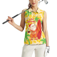 Aloha Hawaii Christmas Women Sleeveless Polo Shirt Mele Kalikimaka Funny Santa Palaka Quilt Motifs LT14 - Polynesian Pride