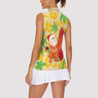 Aloha Hawaii Christmas Women Sleeveless Polo Shirt Mele Kalikimaka Funny Santa Palaka Quilt Motifs LT14 - Polynesian Pride
