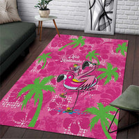 Aloha Hawaii Christmas Area Rug Mele Kalikimaka Chill Flamingo Palaka Quilt Motifs LT14 Pink - Polynesian Pride