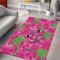 Aloha Hawaii Christmas Area Rug Mele Kalikimaka Chill Flamingo Palaka Quilt Motifs LT14 - Polynesian Pride