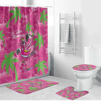 Aloha Hawaii Christmas Bathroom Set Mele Kalikimaka Chill Flamingo Palaka Quilt Motifs LT14 Bathroom Set (4 pcs) Pink - Polynesian Pride