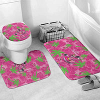Aloha Hawaii Christmas Bathroom Set Mele Kalikimaka Chill Flamingo Palaka Quilt Motifs LT14 Mat Set Only (3 pcs) One Size Pink - Polynesian Pride