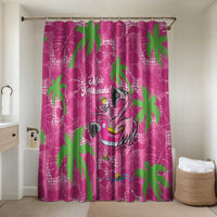 Aloha Hawaii Christmas Bathroom Set Mele Kalikimaka Chill Flamingo Palaka Quilt Motifs LT14 Shower Curtain Only Pink - Polynesian Pride