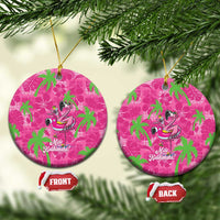 Aloha Hawaii Christmas Ceramic Ornament Mele Kalikimaka Chill Flamingo Palaka Quilt Motifs LT14 Circle Pink - Polynesian Pride