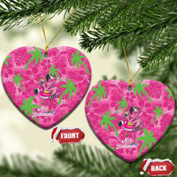 Aloha Hawaii Christmas Ceramic Ornament Mele Kalikimaka Chill Flamingo Palaka Quilt Motifs LT14 Heart Pink - Polynesian Pride