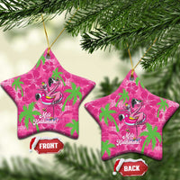 Aloha Hawaii Christmas Ceramic Ornament Mele Kalikimaka Chill Flamingo Palaka Quilt Motifs LT14 Star Pink - Polynesian Pride