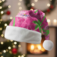 Aloha Hawaii Christmas Santa Hat Mele Kalikimaka Chill Flamingo Palaka Quilt Motifs LT14 Without Fur Pink - Polynesian Pride