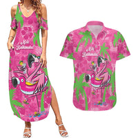 Aloha Hawaii Christmas Couples Matching Summer Maxi Dress and Hawaiian Shirt Mele Kalikimaka Chill Flamingo Palaka Quilt Motifs LT14 Pink - Polynesian Pride