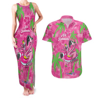 Aloha Hawaii Christmas Couples Matching Tank Maxi Dress and Hawaiian Shirt Mele Kalikimaka Chill Flamingo Palaka Quilt Motifs LT14 Pink - Polynesian Pride