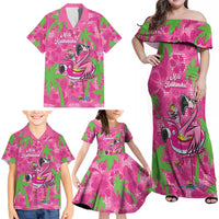 Aloha Hawaii Christmas Family Matching Off Shoulder Maxi Dress and Hawaiian Shirt Mele Kalikimaka Chill Flamingo Palaka Quilt Motifs LT14 - Polynesian Pride