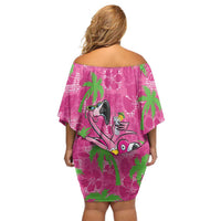 Aloha Hawaii Christmas Family Matching Off Shoulder Short Dress and Hawaiian Shirt Mele Kalikimaka Chill Flamingo Palaka Quilt Motifs LT14 - Polynesian Pride