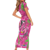 Aloha Hawaii Christmas Family Matching Short Sleeve Bodycon Dress and Hawaiian Shirt Mele Kalikimaka Chill Flamingo Palaka Quilt Motifs LT14 - Polynesian Pride