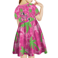 Aloha Hawaii Christmas Kid Short Sleeve Dress Mele Kalikimaka Chill Flamingo Palaka Quilt Motifs LT14 - Polynesian Pride