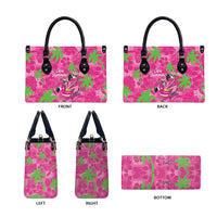 Aloha Hawaii Christmas Leather Bag Mele Kalikimaka Chill Flamingo Palaka Quilt Motifs LT14 - Polynesian Pride
