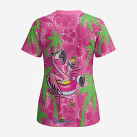 Aloha Hawaii Christmas Scrub Top Mele Kalikimaka Chill Flamingo Palaka Quilt Motifs LT14 - Polynesian Pride
