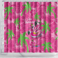 Aloha Hawaii Christmas Shower Curtain Mele Kalikimaka Chill Flamingo Palaka Quilt Motifs LT14 - Polynesian Pride