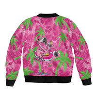 Aloha Hawaii Christmas Sleeve Zip Bomber Jacket Mele Kalikimaka Chill Flamingo Palaka Quilt Motifs LT14 - Polynesian Pride