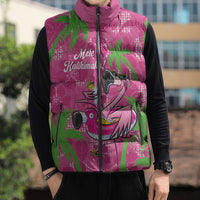 Aloha Hawaii Christmas Sleeveless Puffer Jacket Mele Kalikimaka Chill Flamingo Palaka Quilt Motifs LT14 - Polynesian Pride