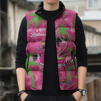 Aloha Hawaii Christmas Sleeveless Puffer Jacket Mele Kalikimaka Chill Flamingo Palaka Quilt Motifs LT14 - Polynesian Pride