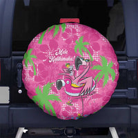 Aloha Hawaii Christmas Spare Tire Cover Mele Kalikimaka Chill Flamingo Palaka Quilt Motifs LT14 No hole Pink - Polynesian Pride