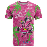 Aloha Hawaii Christmas T Shirt Mele Kalikimaka Chill Flamingo Palaka Quilt Motifs LT14 Pink - Polynesian Pride