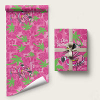 Aloha Hawaii Christmas Wrapping Paper Mele Kalikimaka Chill Flamingo Palaka Quilt Motifs LT14 58" × 23" Pink - Polynesian Pride