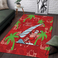 Aloha Hawaii Christmas Area Rug Mele Kalikimaka Windsurfing Santa Palaka Quilt Motifs LT14 Red - Polynesian Pride