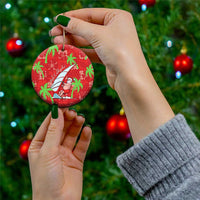 Aloha Hawaii Christmas Ceramic Ornament Mele Kalikimaka Windsurfing Santa Palaka Quilt Motifs - Polynesian Pride