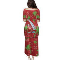 Aloha Hawaii Christmas Family Matching Puletasi and Hawaiian Shirt Mele Kalikimaka Windsurfing Santa Palaka Quilt Motifs LT14 - Polynesian Pride
