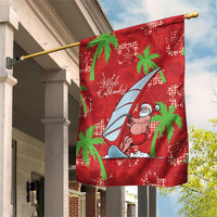 Aloha Hawaii Christmas Garden Flag Mele Kalikimaka Windsurfing Santa Palaka Quilt Motifs LT14 House Flag Red - Polynesian Pride