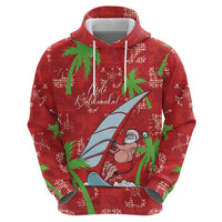 Aloha Hawaii Christmas Hoodie Mele Kalikimaka Windsurfing Santa Palaka Quilt Motifs LT14 - Polynesian Pride