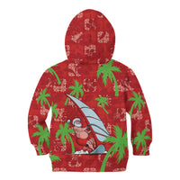 Aloha Hawaii Christmas Kid Hoodie Mele Kalikimaka Windsurfing Santa Palaka Quilt Motifs LT14 - Polynesian Pride
