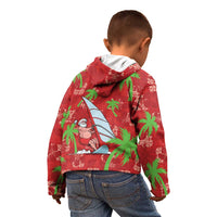 Aloha Hawaii Christmas Kid Hoodie Mele Kalikimaka Windsurfing Santa Palaka Quilt Motifs LT14 - Polynesian Pride