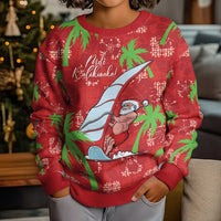 Aloha Hawaii Christmas Kid Ugly Christmas Sweater Mele Kalikimaka Windsurfing Santa Palaka Quilt Motifs LT14 - Polynesian Pride