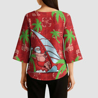 Aloha Hawaii Christmas Kimono Sleeve Blouse Mele Kalikimaka Windsurfing Santa Palaka Quilt Motifs LT14 - Polynesian Pride