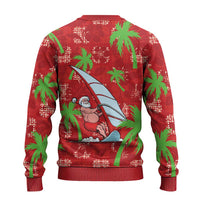 Aloha Hawaii Christmas Ugly Christmas Sweater Mele Kalikimaka Windsurfing Santa Palaka Quilt Motifs LT14 - Polynesian Pride