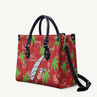 Aloha Hawaii Christmas Leather Bag Mele Kalikimaka Windsurfing Santa Palaka Quilt Motifs LT14 Red - Polynesian Pride