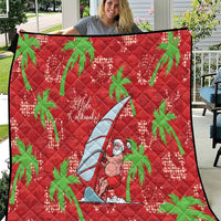 Aloha Hawaii Christmas Quilt Mele Kalikimaka Windsurfing Santa Palaka Quilt Motifs LT14 Red - Polynesian Pride