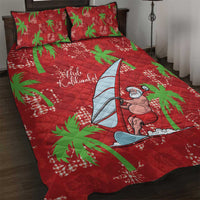 Aloha Hawaii Christmas Quilt Bed Set Mele Kalikimaka Windsurfing Santa Palaka Quilt Motifs LT14 Red - Polynesian Pride