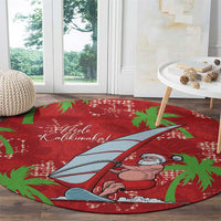 Aloha Hawaii Christmas Round Carpet Mele Kalikimaka Windsurfing Santa Palaka Quilt Motifs LT14 - Polynesian Pride
