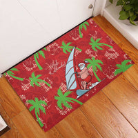 Aloha Hawaii Christmas Rubber Doormat Mele Kalikimaka Windsurfing Santa Palaka Quilt Motifs LT14 - Polynesian Pride