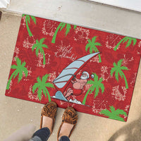 Aloha Hawaii Christmas Rubber Doormat Mele Kalikimaka Windsurfing Santa Palaka Quilt Motifs LT14 - Polynesian Pride