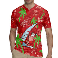 Aloha Hawaii Christmas Rugby Jersey Mele Kalikimaka Windsurfing Santa Palaka Quilt Motifs LT14 - Polynesian Pride