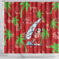 Aloha Hawaii Christmas Shower Curtain Mele Kalikimaka Windsurfing Santa Palaka Quilt Motifs LT14 - Polynesian Pride