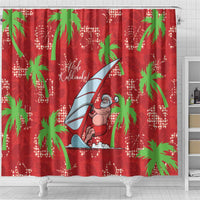 Aloha Hawaii Christmas Shower Curtain Mele Kalikimaka Windsurfing Santa Palaka Quilt Motifs LT14 - Polynesian Pride